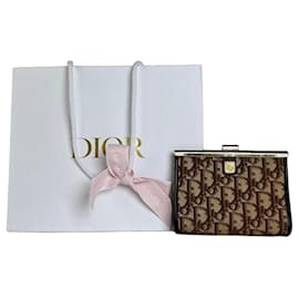 Monedero Vintage Dior Oblique Jacquard Beige Brown Silver