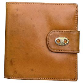 Céline Vintage Celine Smooth Leather Wallet Tan Gold