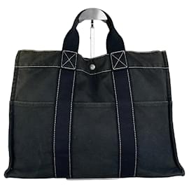 Hermès Tote Vintage Hermes Canvas Nero Argento