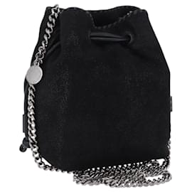 Borsa a tracolla con catena Stella MacCartney Poliestere Nero Argento Auth 196625A - Autre Marque