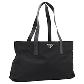 Borsa Tote PRADA Pocono Nylon Nero Argento Auth mr2839