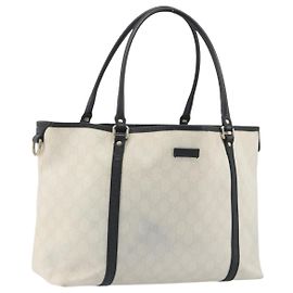 Borsa Tote GUCCI GG Supreme PVC White Gold 197953 Auth 196619