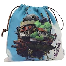 LOEWE Studio Ghibli Howl's Moving Castle Pouch Nylon Blue Auth 167498M
