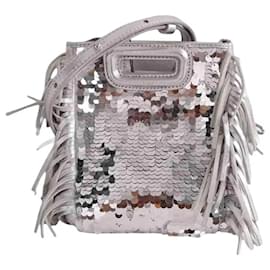 Borsa a tracolla Maje in pelle argento