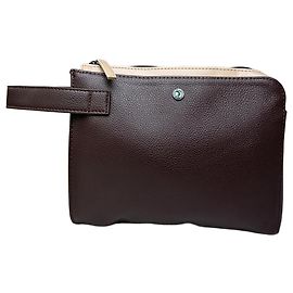 Bulgari Vintage Bvlgari Leder-Kosmetiktasche Brown Cream