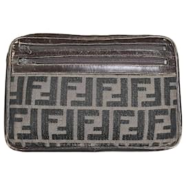 Pouch Vintage Fendi FF Monogram Canvas Beige Nero