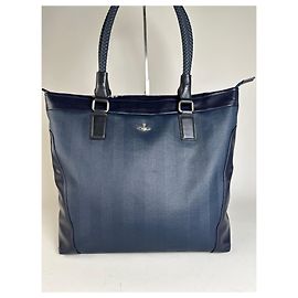 Tote Vintage Vivienne Westwood in Nylon e Pelle Navy Black