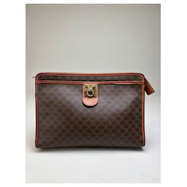 Céline Vintage Celine Kosmetiktasche aus beschichtetem Canvas Brown Tan Gold