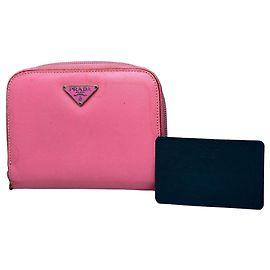 Cartera con cremallera Vintage Prada de piel Saffiano Rosa Plata