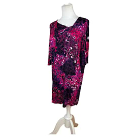 Vintage Versace Tunika aus Seidenmischung mit Blumenmuster Fuchsia Purple M