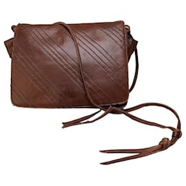 Borsa a tracolla vintage Loewe in pelle marrone e oro