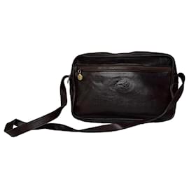 Céline Vintage Celine Leder Crossbody Bag Dunkelbraun Gold