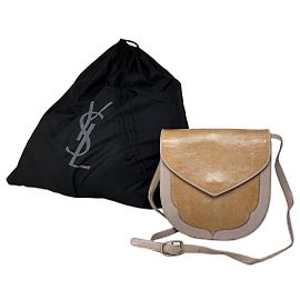 Borsa a tracolla Vintage Yves Saint Laurent in pelle goffrata Beige Tan