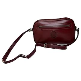Borsa a tracolla Vintage Cartier in pelle liscia Burgundy Gold