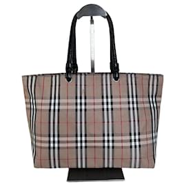 Borsa Tote Vintage Burberry Check Canvas Beige Nero Rosso