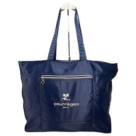 Borsa Tote Vintage Courreges in Nylon Navy Silver