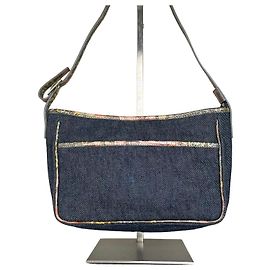Borsa a tracolla Vintage Fendi in denim blu scuro multicolore