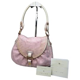Céline Borsa vintage Celine in tela e pelle Rosa Crema Oro