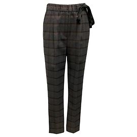 Pantalón Pull On de Cuadros Lurex Gris Medio Brunello Cucinelli