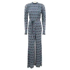 Mono Chloé azul estampado de perna ancha y manga larga