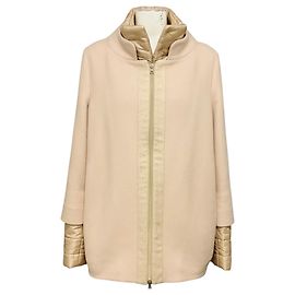 Abrigo de lana con cremallera frontal Herno Light Blush Pink / Champagne / Gold Metallic Trimmed