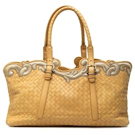 Tote Bottega Veneta in Nappa Intrecciato ricamato giallo
