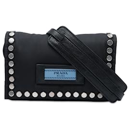 Borsa a tracolla Prada Tessuto Etiquette nera