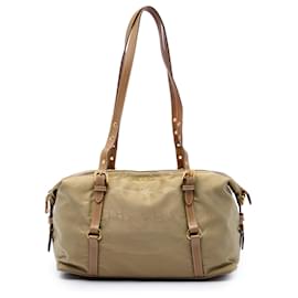 Borsa a tracolla Prada in tela Canapa con logo beige