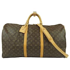 Borsa da viaggio Louis Vuitton Monogram Keepall Bandouliere 60 Marrone