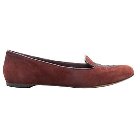 Ballerine Alexander McQueen in camoscio e paillettes con motivo teschio Burgundy Taglia 36.5