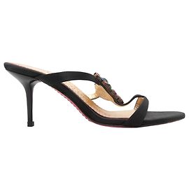 Sandali con tacco Emanuel Ungaro neri e multicolore con motivo a cuore impreziosito da cristalli Taglia 37