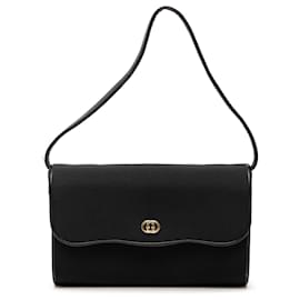 Gucci Schultertasche aus schwarzem Canvas mit ineinandergreifender G-Kette