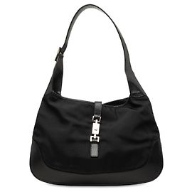 Borsa a tracolla Jackie Gucci in nylon nero
