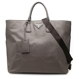 Borsa Shopping Tote Satchel Prada Large in Saffiano Marrone