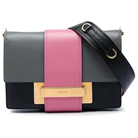 Borsa a tracolla Prada Tricolor City Calf Ribbon Nera