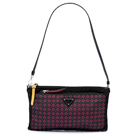 Borsa a spalla Prada Tessuto Stampato Geometric Nera
