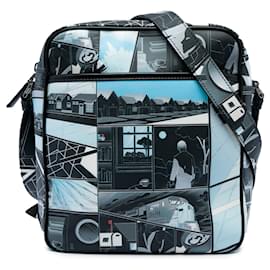 Borsa a tracolla Prada James Jean Vitello con stampa comic nera