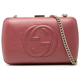 Borsa a tracolla Gucci Soho Clutch in pelle di vitello rosa con catena