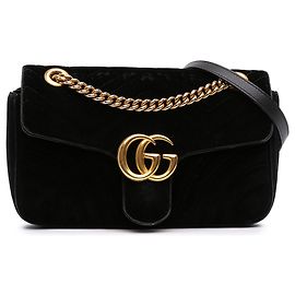Borsa a tracolla Gucci Medium GG Marmont Matelassé in velluto nero