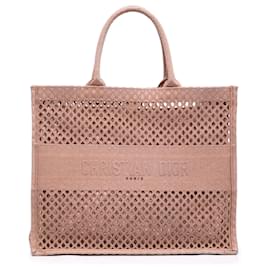 Borsa Book Tote Dior Large in mesh ricamato Rosa