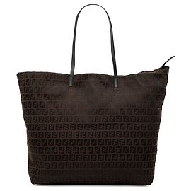 Borsa Tote Fendi Zucchino in tela marrone