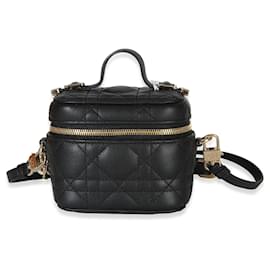 Beauty case Micro Lady Dior in pelle d'agnello Cannage nero Christian Dior