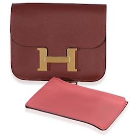 Hermès Rouge H Rose Azalee Evercolor Bicolore Constance Slim Wallet GHW