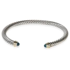 Bracciale Classic Cable David Yurman in oro giallo, argento sterling e topazio