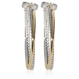 Orecchini a cerchio Crossover David Yurman in oro giallo e argento sterling