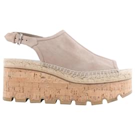 Sandali Espadrilles Hermès in Camoscio con Zeppa in Beige SL221030Z, Taglia EU 37