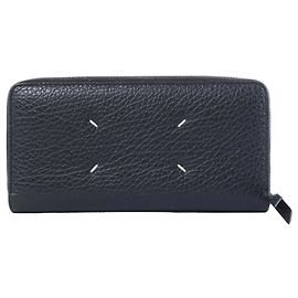 Maison Martin Margiela Maison Margiela Ledergeldbörse mit Rundreißverschluss in Black S56UI0110
