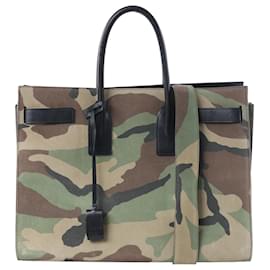 Saint Laurent Paris Sac de Jour Suede & Leather 2Way Handbag in Green 441571