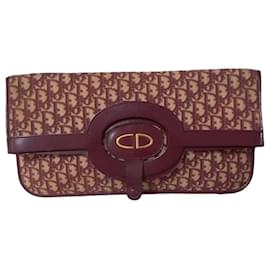 Borsa Dior Monogram in tela e pelle bordeaux