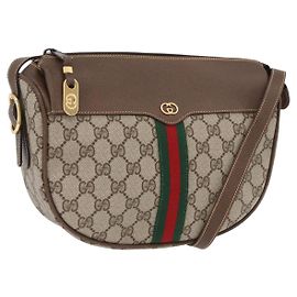 GUCCI GG Supreme Web Sherry Line Bag PVC Beige Gold 001 084 4001